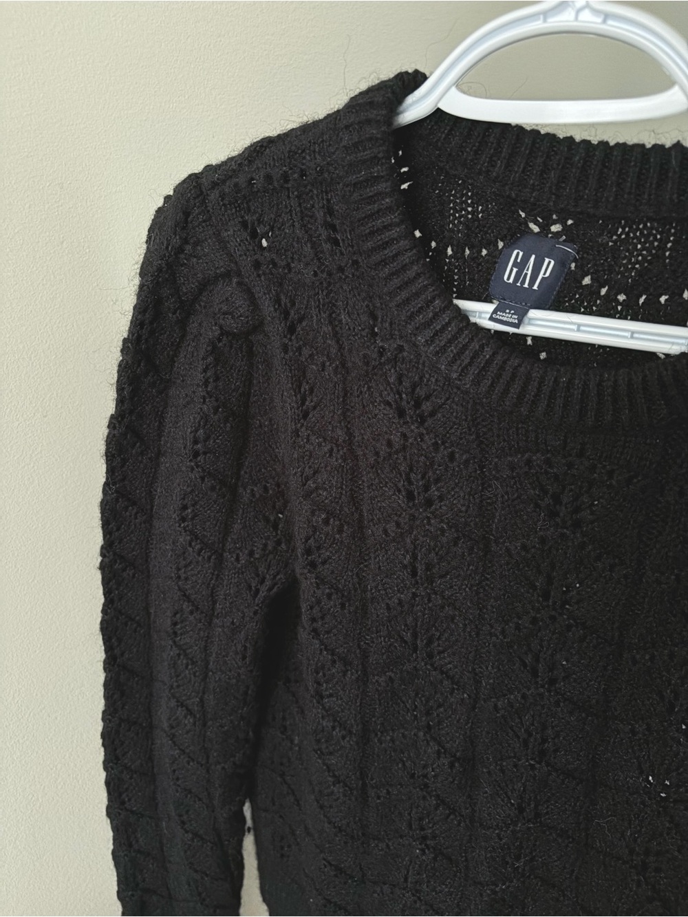 GAP Black Pointelle Wool Alpaca Blend Sweater